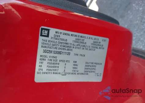 2008 Chevrolet Silverado 1500 Lt2 из США, поврежденный, VIN 3GCEK13308G111120